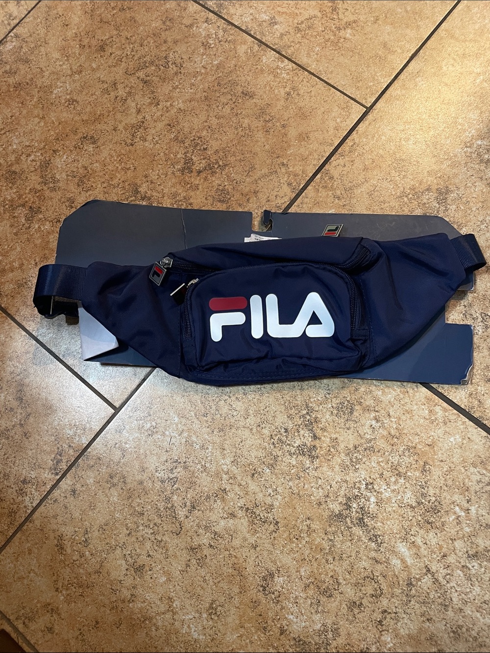 Fila Navy and White Logo Belt Bag with Red Accent
